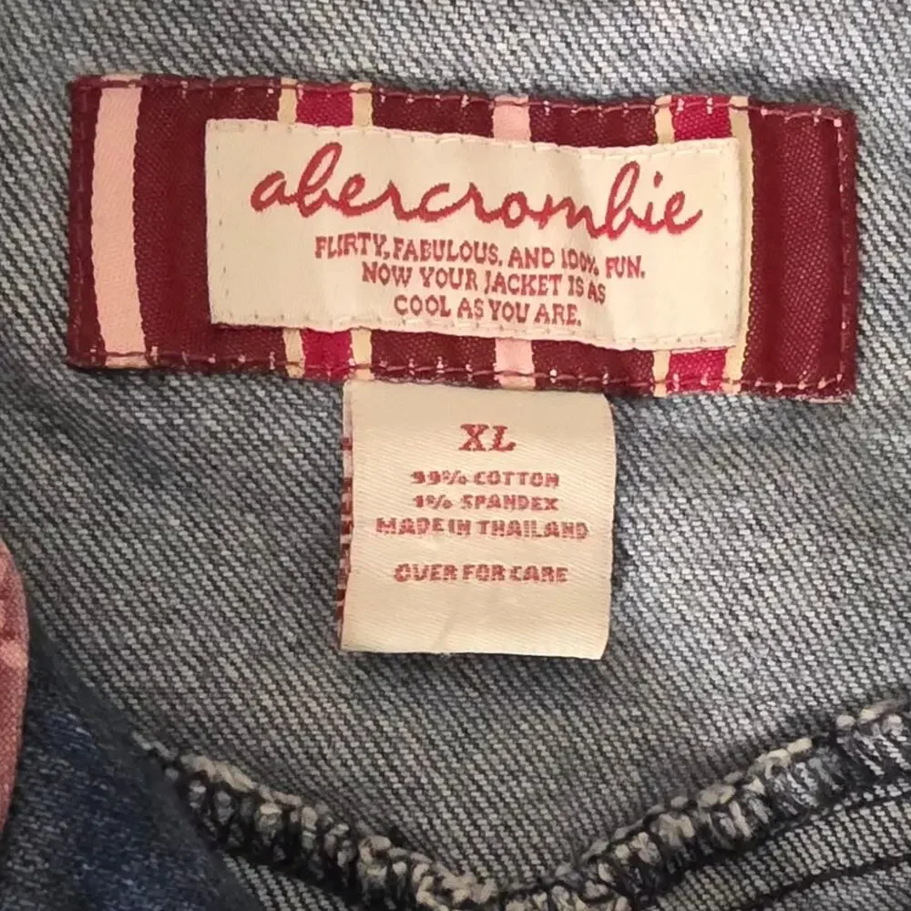 Vtg Y2K Abercrombie Kids Distressed Trucker Style Jean Jacket Size XL